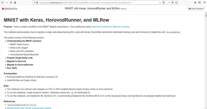 MNIST与Keras, HorovodRunner和MLflow